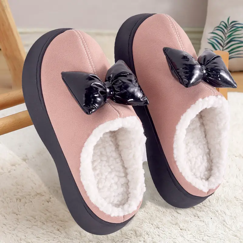 Women's Autumn and Winter Fleece-Lined Warm Thick-Soled Cotton Slippers That Feel Like Stepping on Shit, Stain-Resistant, Cute and Deodorant, Women's Winter Home Cotton Slippers