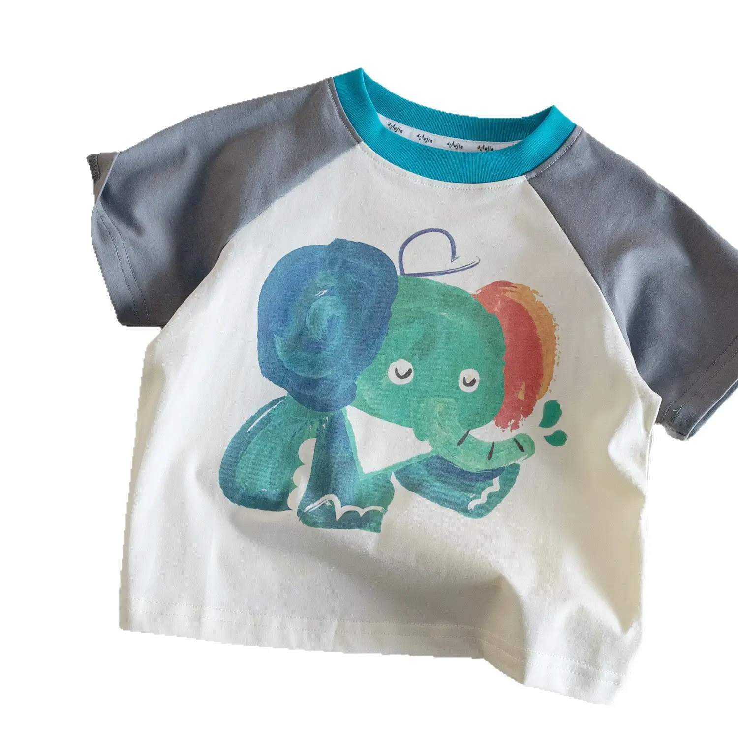 Cartoon Elephant T-Shirt for Boys Pure Cotton Summer