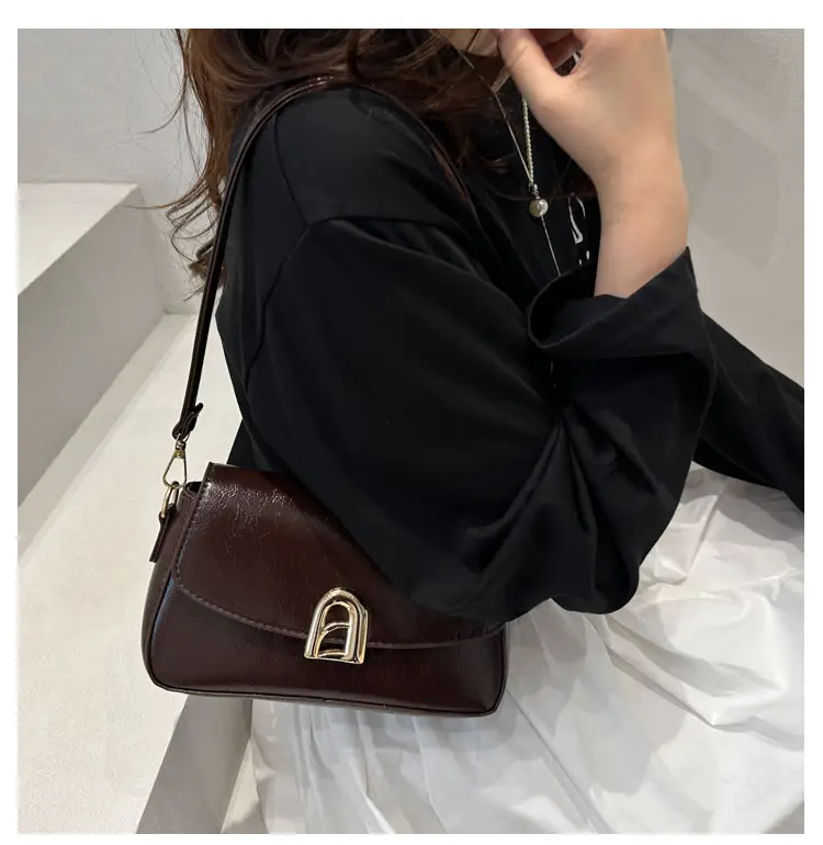 White Women's Square Handbag with Gold Clasp — feature 18