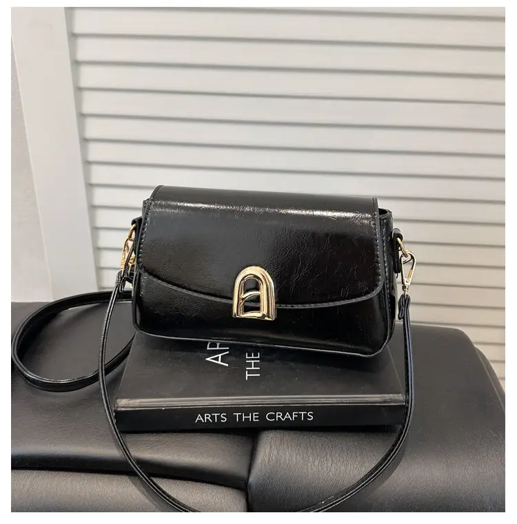 White Women's Square Handbag with Gold Clasp — feature 22