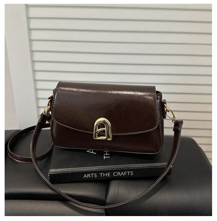 White Women's Square Handbag with Gold Clasp — feature 23