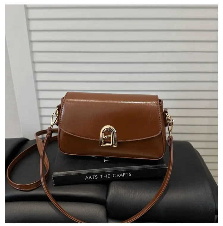 White Women's Square Handbag with Gold Clasp — feature 24