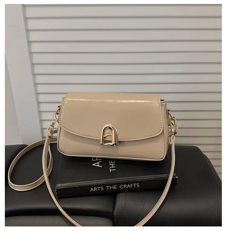 White Women's Square Handbag with Gold Clasp — feature 25