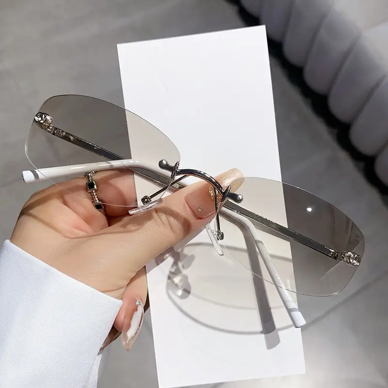 Anti-UV Rimless Sunglasses for Women High-End Jennie's Style - Image 8
