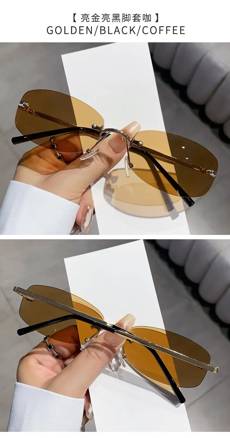 Anti-UV Rimless Sunglasses for Women High-End Jennie's Style β feature 13