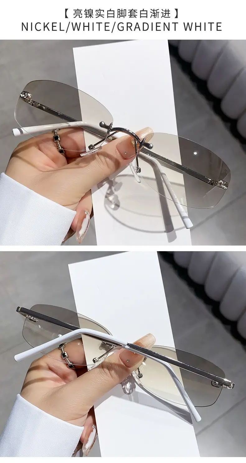 Anti-UV Rimless Sunglasses for Women High-End Jennie's Style β feature 15