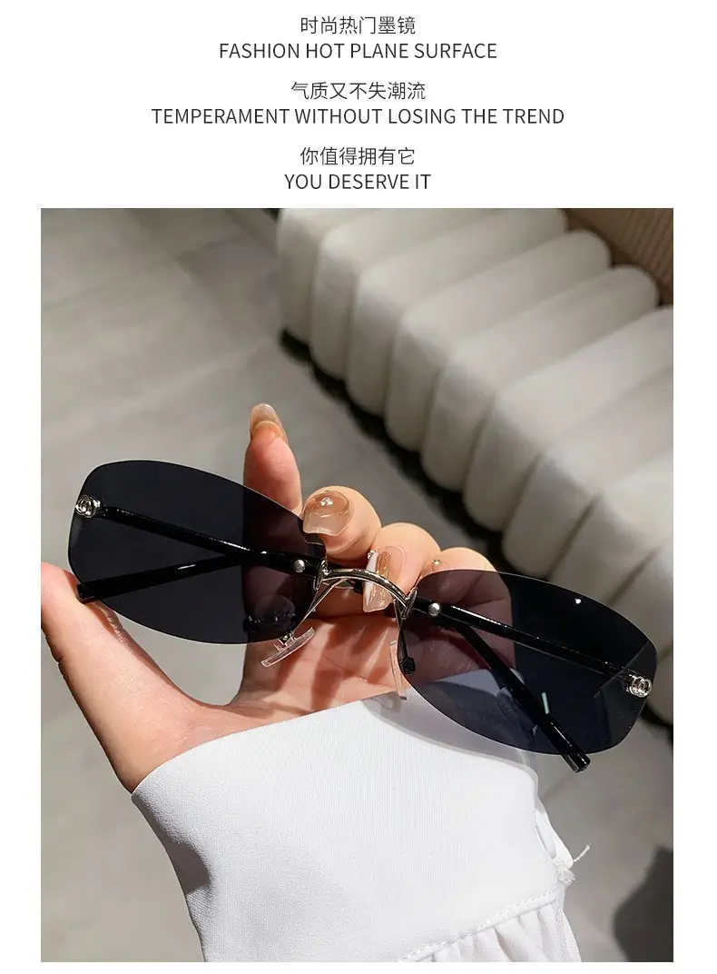 Anti-UV Rimless Sunglasses for Women High-End Jennie's Style β feature 6