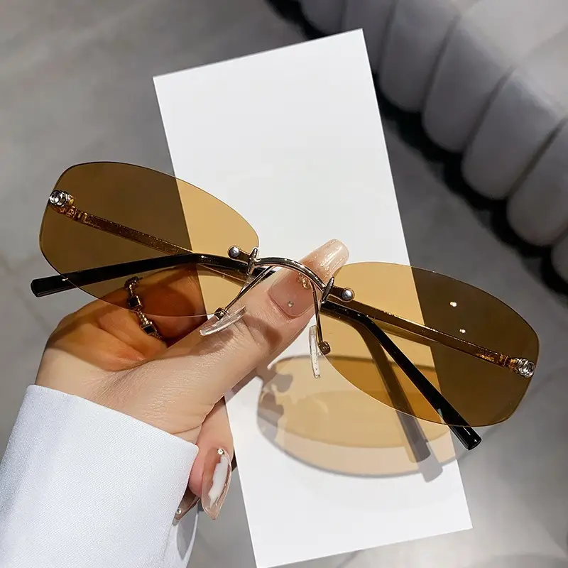 Anti-UV Rimless Sunglasses for Women High-End Jennie's Style - Image 2