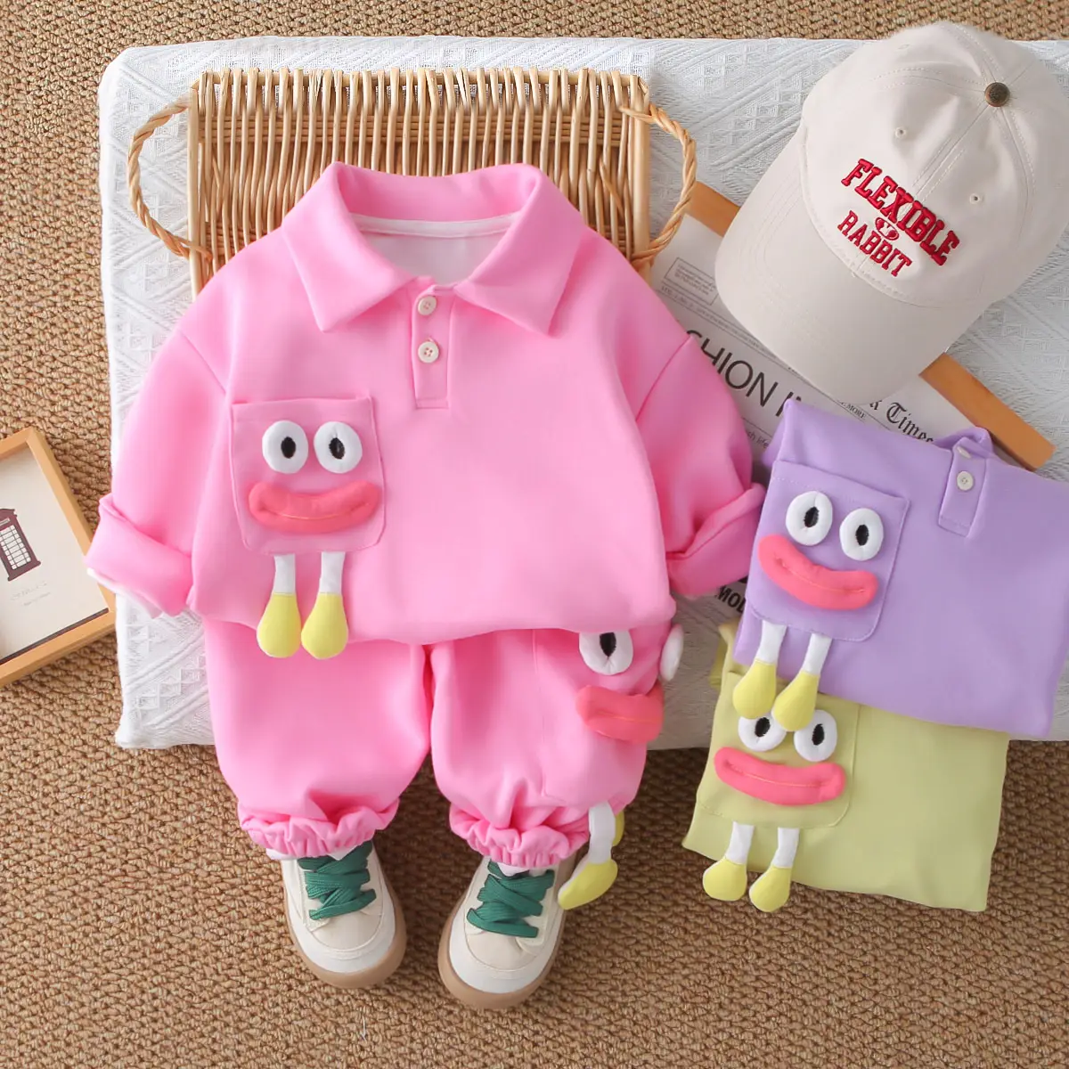 2025 Kids Cotton Hats Sunshade Caps Two-Piece Set — feature 1