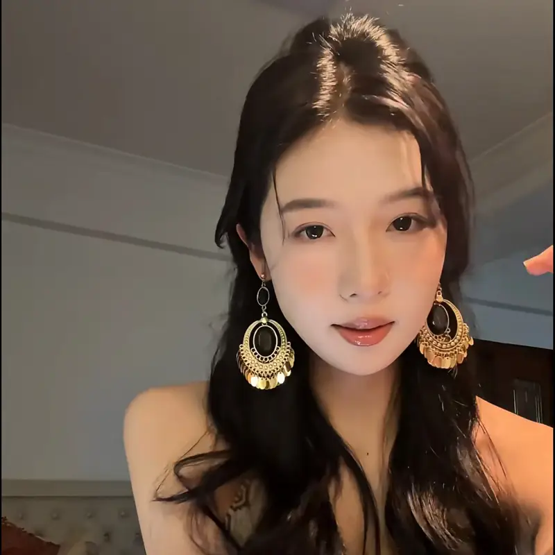 Retro Ethnic Style Round Cut Out Earrings Bohemian Elegant Elegant Earrings Niche Fashion Accessible Luxury Earrings for Women