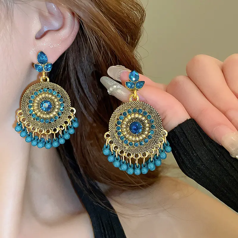 Retro Ethnic Style Round Cut Out Earrings Bohemian Elegant Elegant Earrings Niche Fashion Accessible Luxury Earrings for Women — feature 16