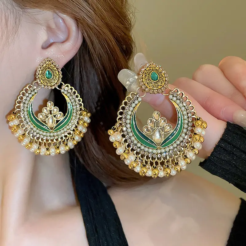 Retro Ethnic Style Round Cut Out Earrings Bohemian Elegant Elegant Earrings Niche Fashion Accessible Luxury Earrings for Women