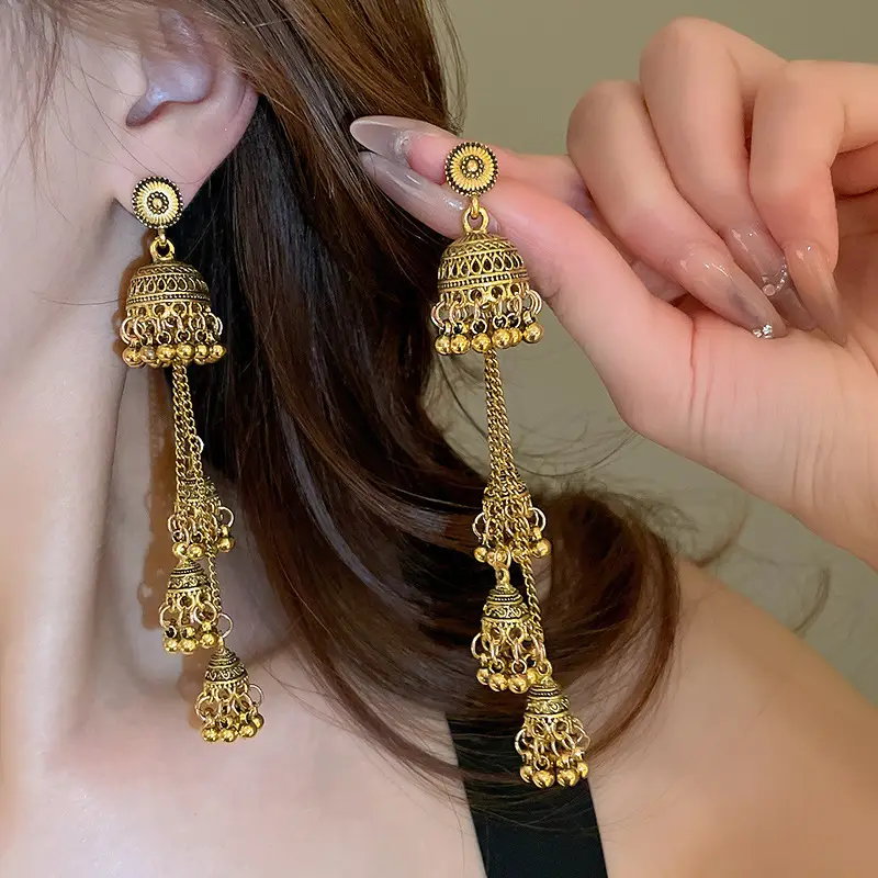 Retro Ethnic Style Round Cut Out Earrings Bohemian Elegant Elegant Earrings Niche Fashion Accessible Luxury Earrings for Women