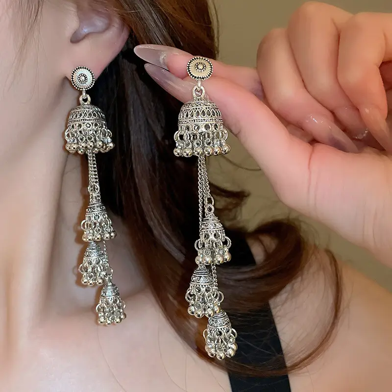 Retro Ethnic Style Round Cut Out Earrings Bohemian Elegant Elegant Earrings Niche Fashion Accessible Luxury Earrings for Women