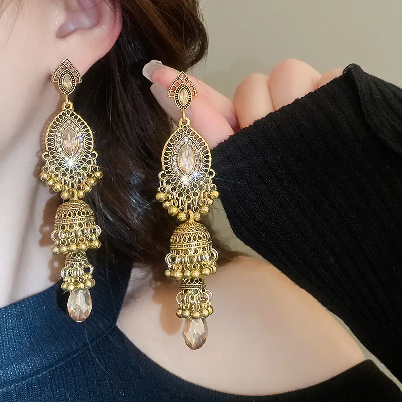 Retro Ethnic Style Round Cut Out Earrings Bohemian Elegant Elegant Earrings Niche Fashion Accessible Luxury Earrings for Women