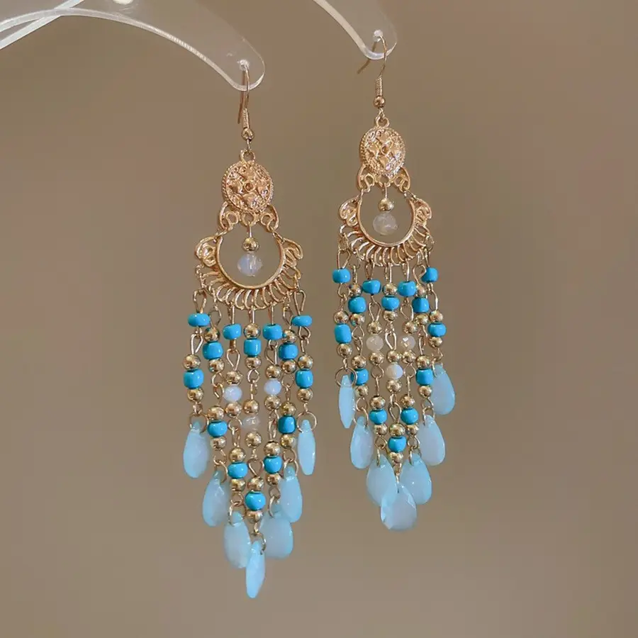Retro Ethnic Style Round Cut Out Earrings Bohemian Elegant Elegant Earrings Niche Fashion Accessible Luxury Earrings for Women
