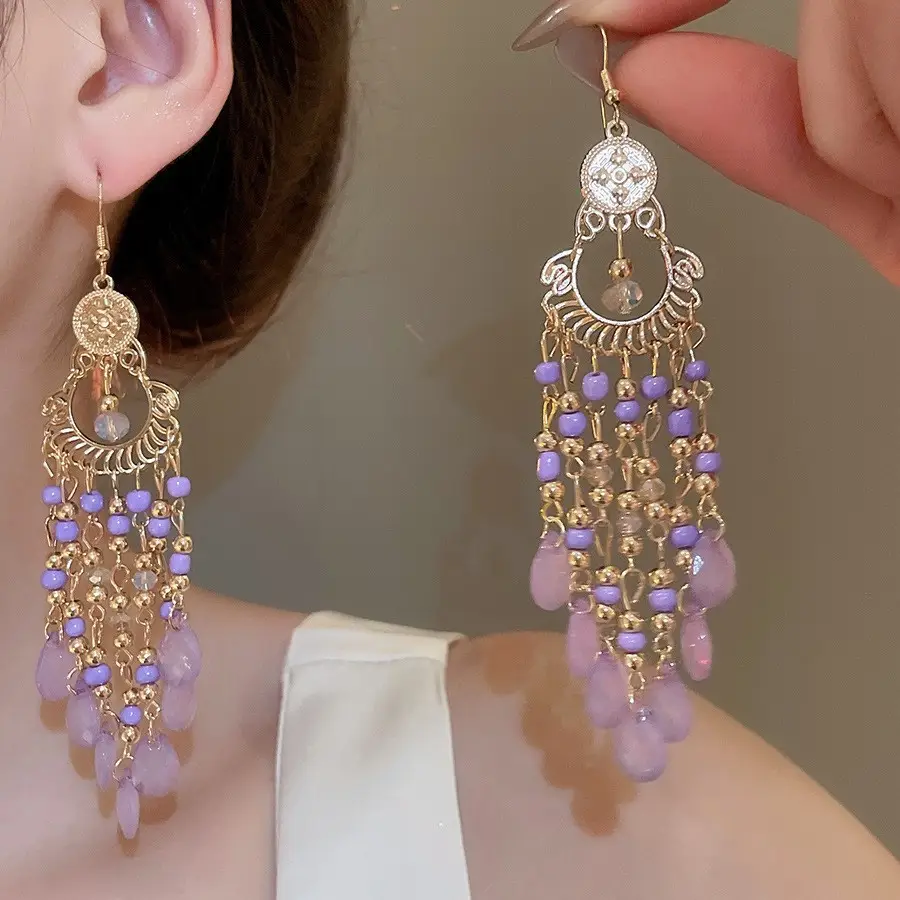 Retro Ethnic Style Round Cut Out Earrings Bohemian Elegant Elegant Earrings Niche Fashion Accessible Luxury Earrings for Women