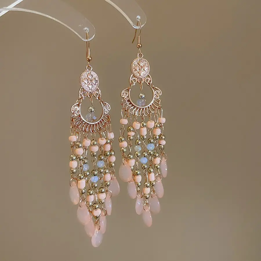 Retro Ethnic Style Round Cut Out Earrings Bohemian Elegant Elegant Earrings Niche Fashion Accessible Luxury Earrings for Women
