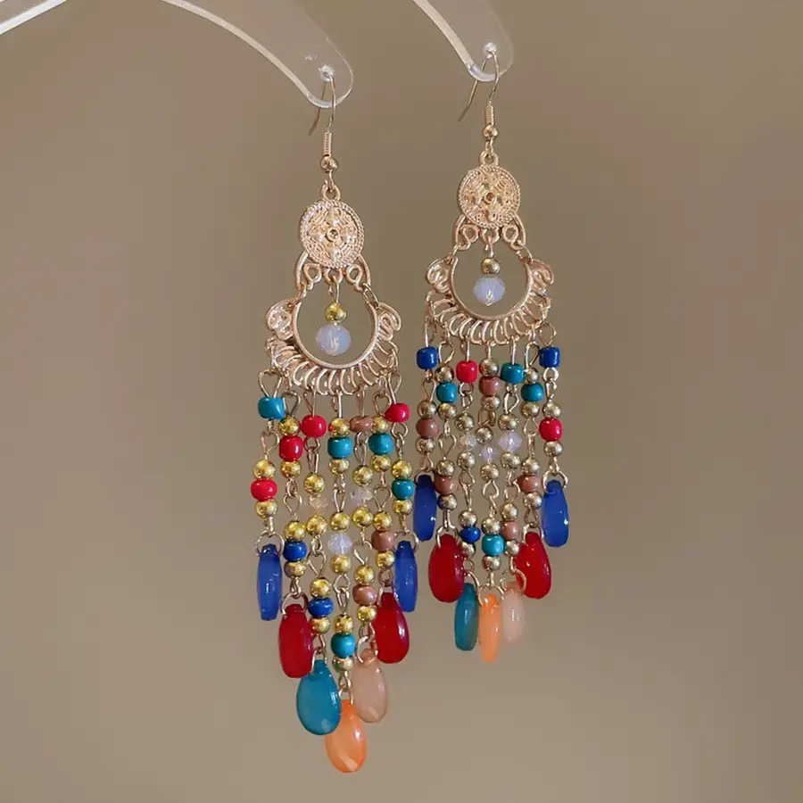 Retro Ethnic Style Round Cut Out Earrings Bohemian Elegant Elegant Earrings Niche Fashion Accessible Luxury Earrings for Women