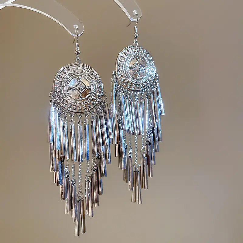 Retro Ethnic Style Round Cut Out Earrings Bohemian Elegant Elegant Earrings Niche Fashion Accessible Luxury Earrings for Women