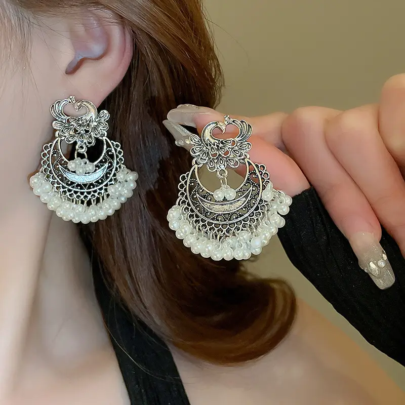 Retro Ethnic Style Round Cut Out Earrings Bohemian Elegant Elegant Earrings Niche Fashion Accessible Luxury Earrings for Women