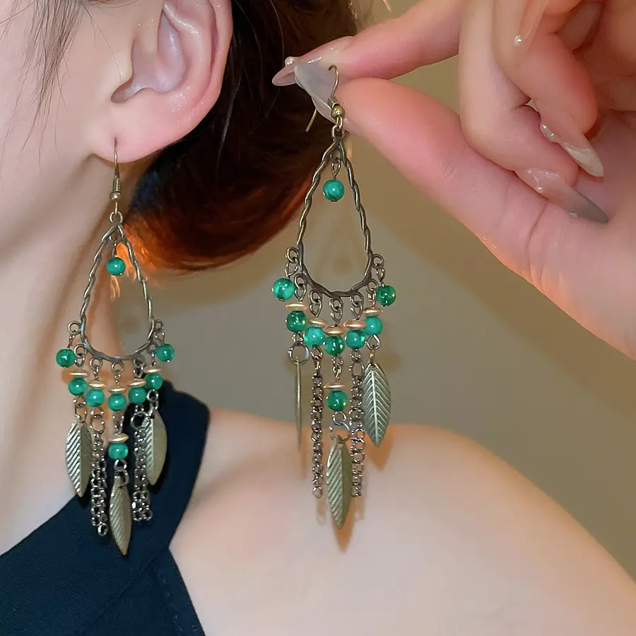 Retro Ethnic Style Round Cut Out Earrings Bohemian Elegant Elegant Earrings Niche Fashion Accessible Luxury Earrings for Women