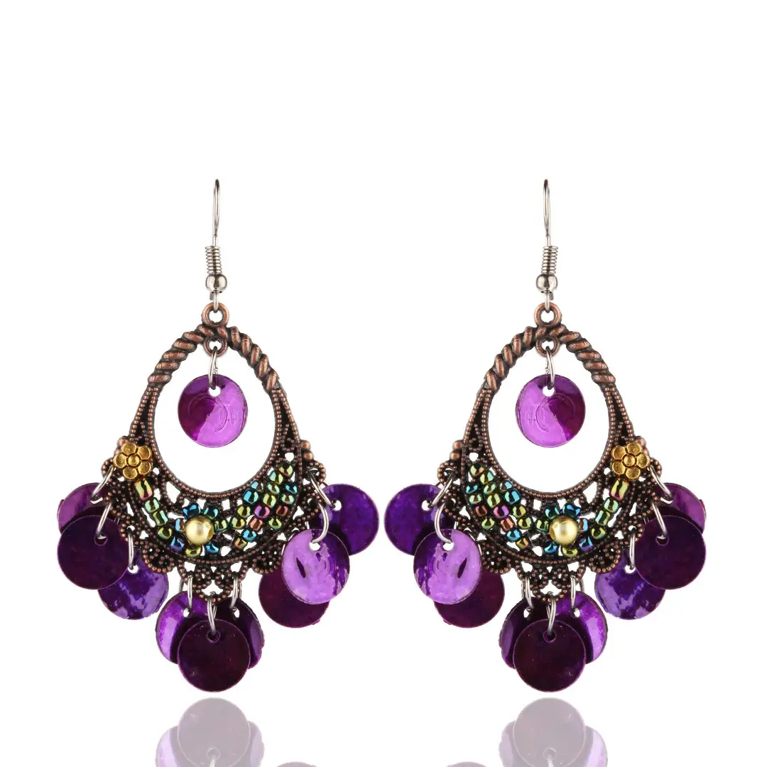 Retro Ethnic Style Round Cut Out Earrings Bohemian Elegant Elegant Earrings Niche Fashion Accessible Luxury Earrings for Women