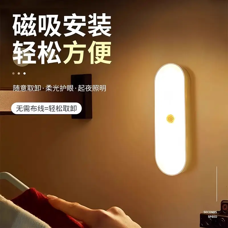Human Body Sensor Night Light Smart Rechargeable Voice-Controlled Light Home Wireless Aisle Wall Night Corridor Sensor Light