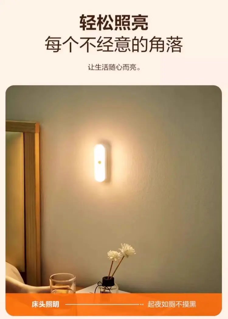 Human Body Sensor Night Light Smart Rechargeable Voice-Controlled Light Home Wireless Aisle Wall Night Corridor Sensor Light — feature 15