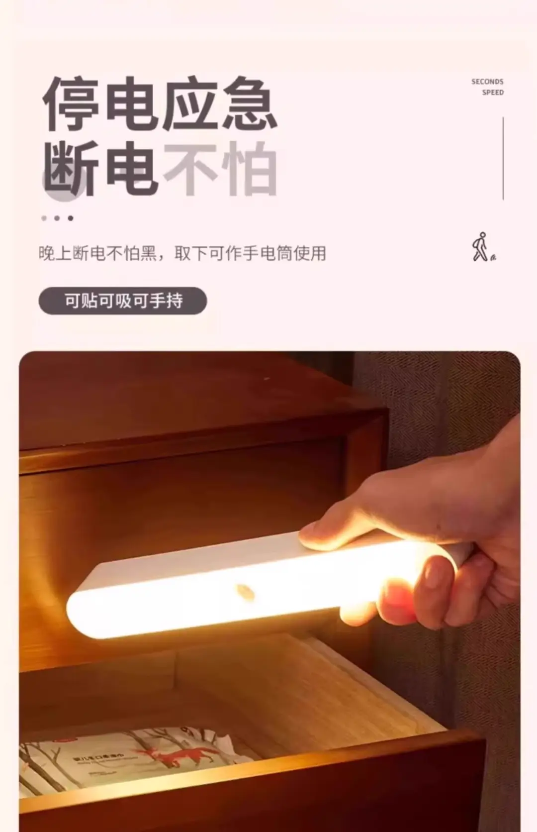 Human Body Sensor Night Light Smart Rechargeable Voice-Controlled Light Home Wireless Aisle Wall Night Corridor Sensor Light — feature 9