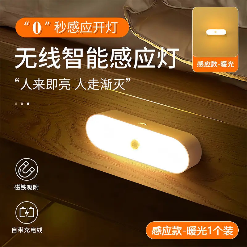 Human Body Sensor Night Light Smart Rechargeable Voice-Controlled Light Home Wireless Aisle Wall Night Corridor Sensor Light