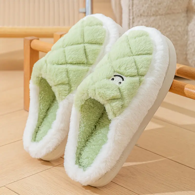 Warm Cotton Furry Slippers for Women Winter Indoor
