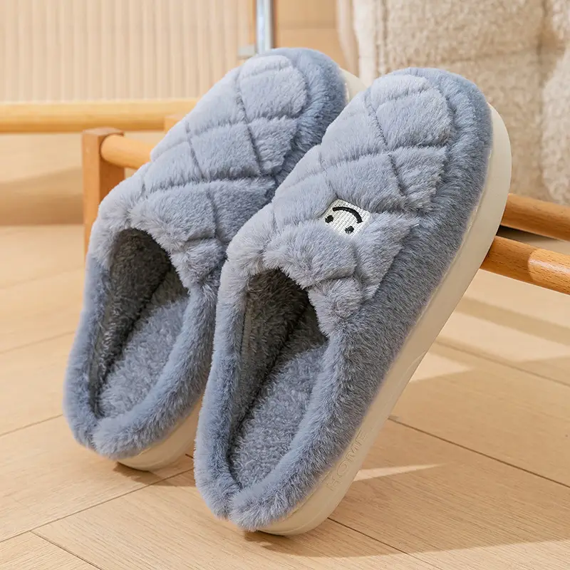 Warm Cotton Furry Slippers for Women Winter Indoor