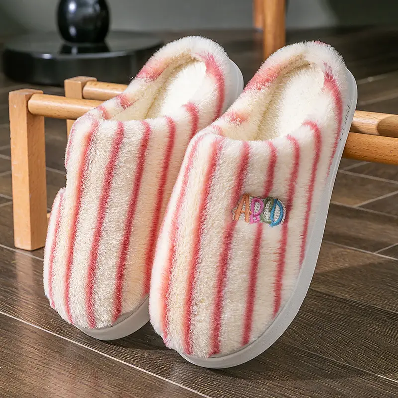 Warm Cotton Furry Slippers for Women Winter Indoor