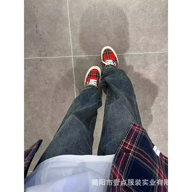 Dark Blue Jeans Men's Autumn Lazy Pants Loose Straight Casual