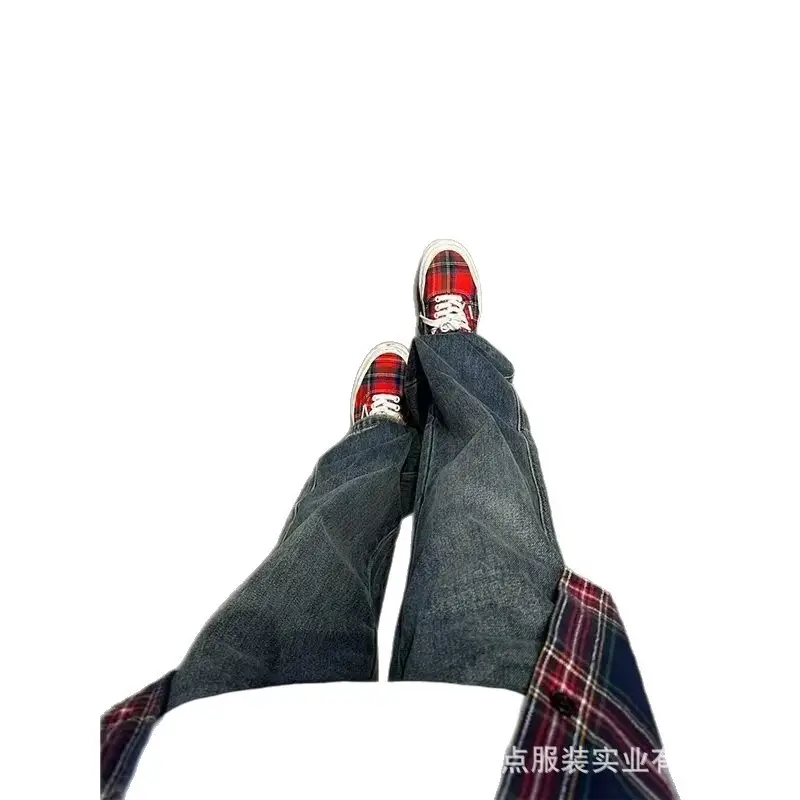 Dark Blue Jeans Men's Autumn Lazy Pants Loose Straight Casual