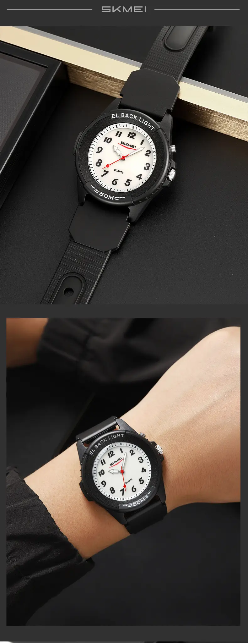 Black Sporty Men's Quartz Watch with Red Second Hand — feature 19