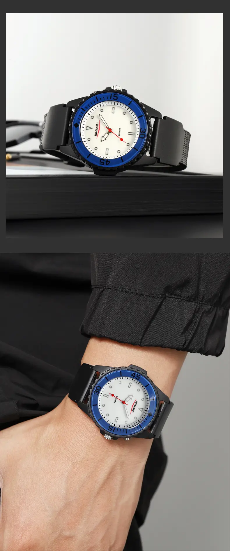 Black Sporty Men's Quartz Watch with Red Second Hand — feature 22