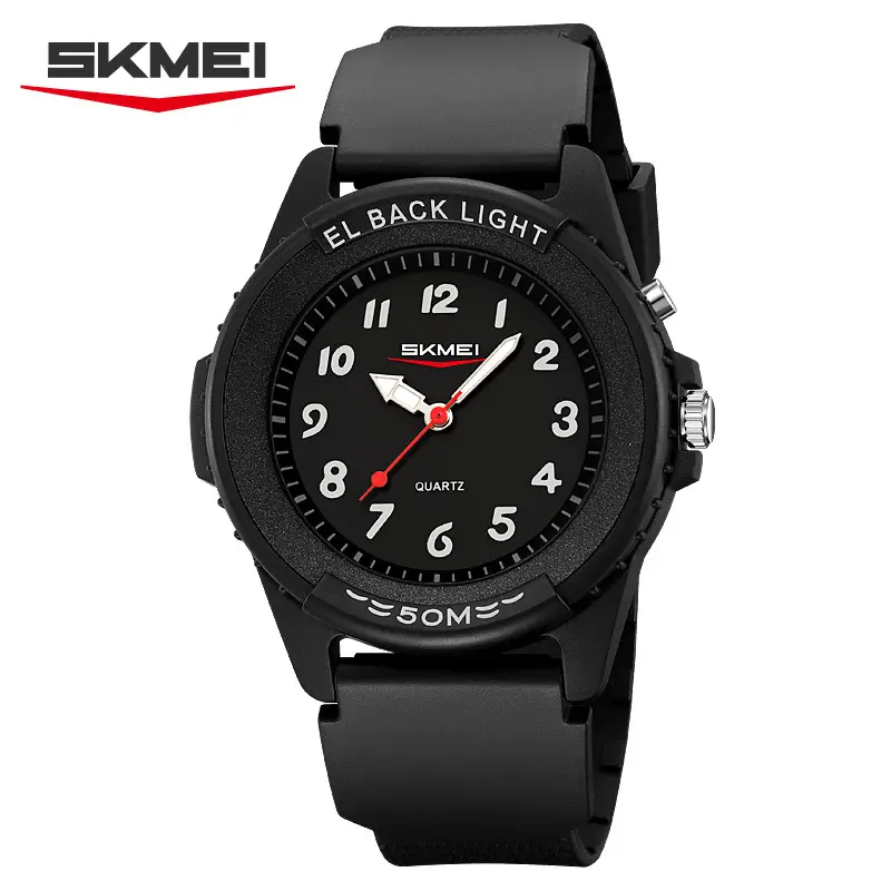 Black Sporty Men's Quartz Watch with Red Second Hand