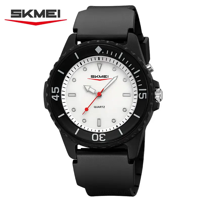 Black Sporty Men's Quartz Watch with Red Second Hand