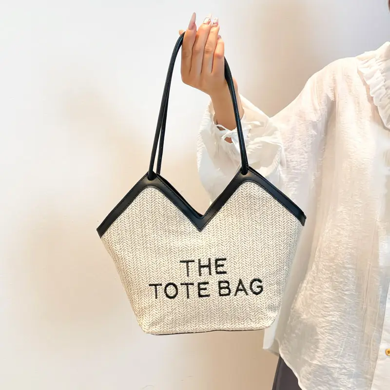 Women Straw tote bag with leather handles 2025 - Image 7