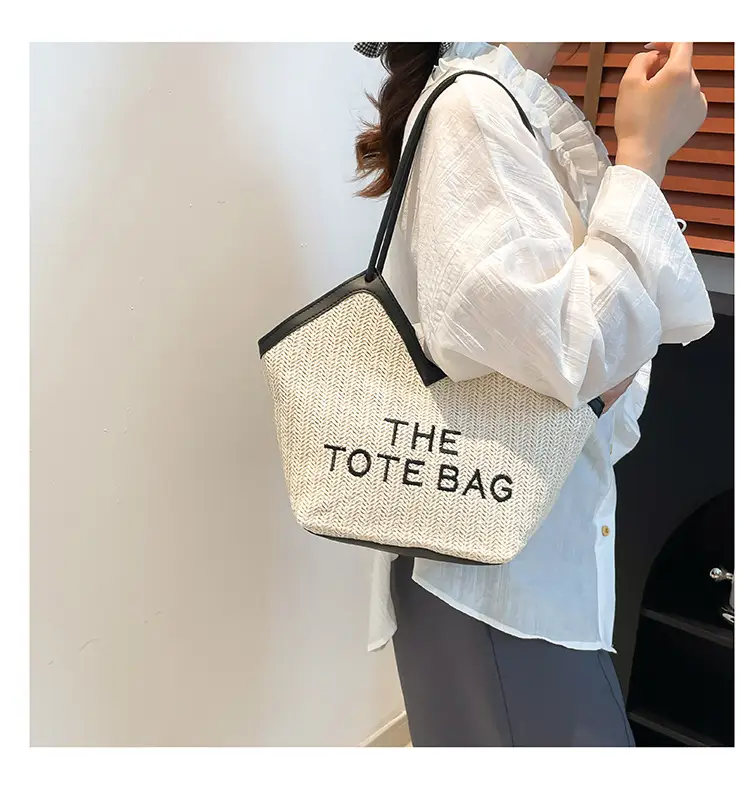 Women Straw tote bag with leather handles 2025 — feature 10