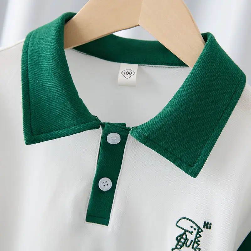 Boys Dino Graphic T-Shirt White Green Short Sleeve - Image 3