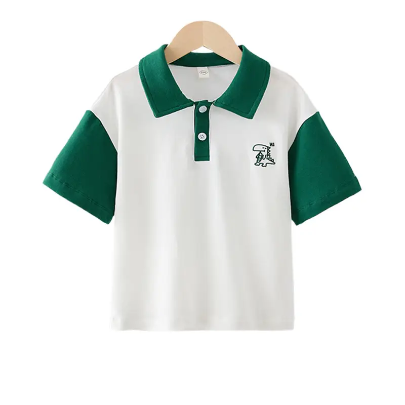 Boys Dino Graphic T-Shirt White Green Short Sleeve - Image 5
