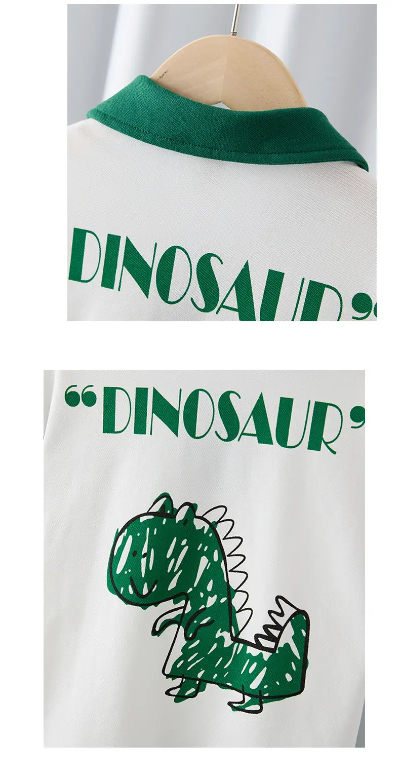 Boys Dino Graphic T-Shirt White Green Short Sleeve — feature 12