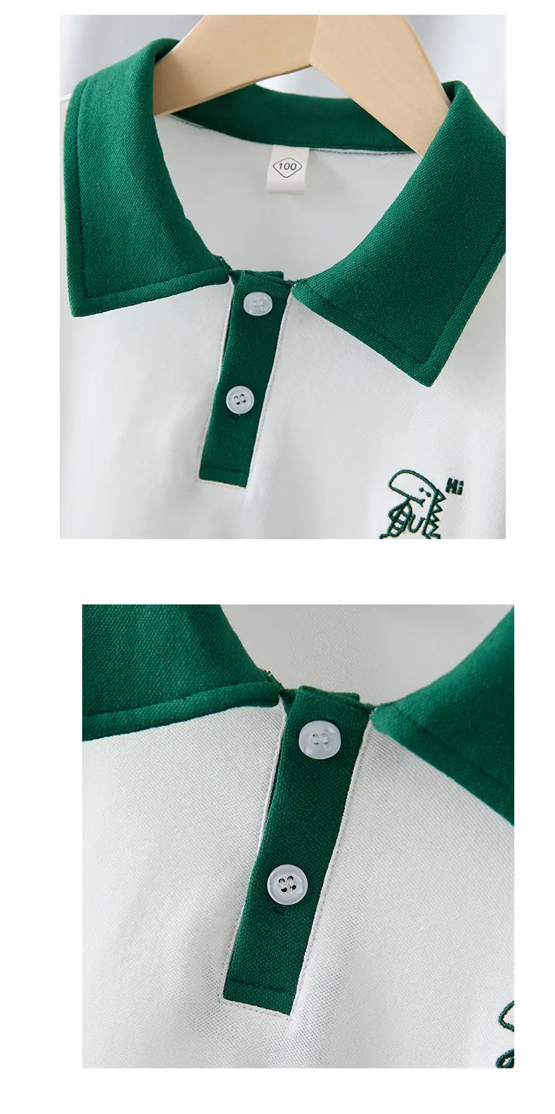 Boys Dino Graphic T-Shirt White Green Short Sleeve — feature 8