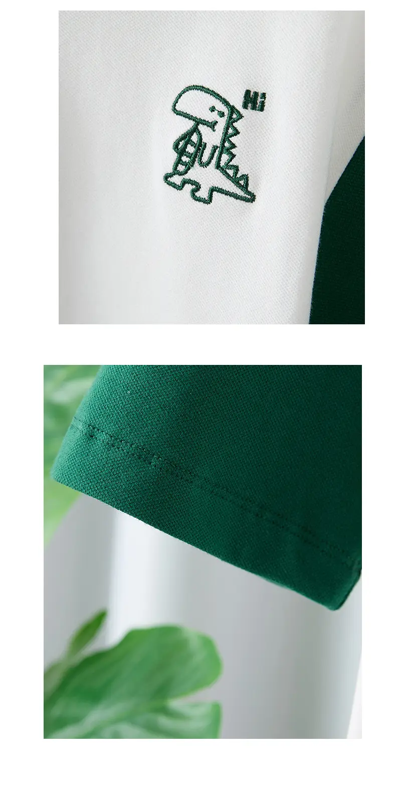 Boys Dino Graphic T-Shirt White Green Short Sleeve — feature 9