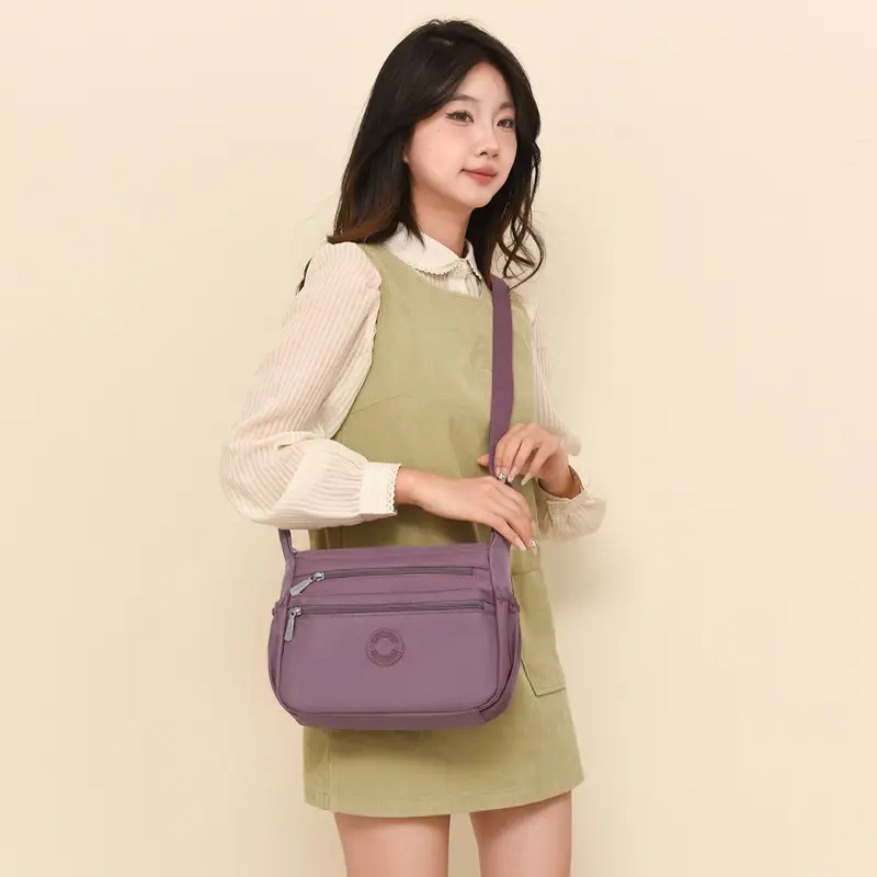 Black Nylon Crossbody Bag for Women Large Capacity