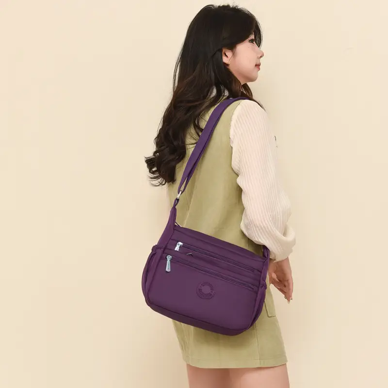 Black Nylon Crossbody Bag for Women Large Capacity