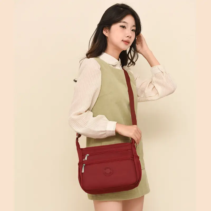 Black Nylon Crossbody Bag for Women Large Capacity
